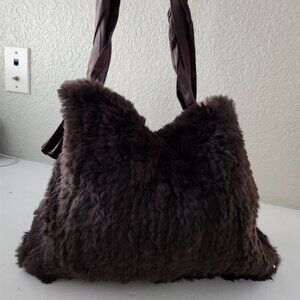 NWT WOMENS FUR PURSE BY FUNKY EAST BROWN SHOULDER BAG
